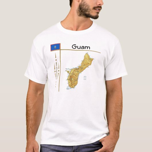 Guam Map + vlag + titel T-shirt (Voorkant)