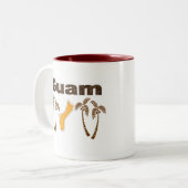 Guam met palmbomen tweekleurige koffiemok (Voorkant links)