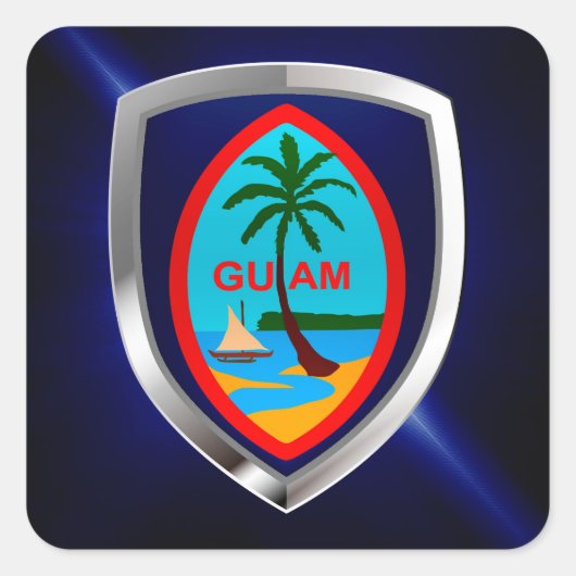 Guam Mettalic Emblem Vierkante Sticker (Voorkant)