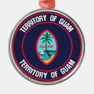 Guam Round Emblem Metalen Ornament