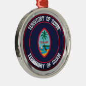 Guam Round Emblem Metalen Ornament (Rechts)