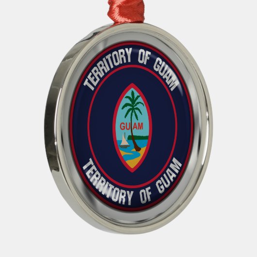 Guam Round Emblem Metalen Ornament (Rechts)