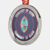 Guam Round Emblem Metalen Ornament (Links)
