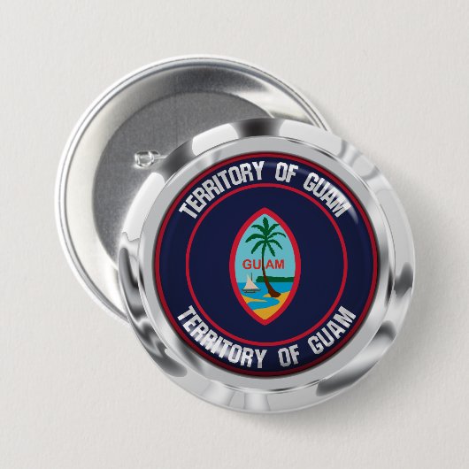 Guam Round Emblem Ronde Button 7,6 Cm (Voorkant /achterkant)
