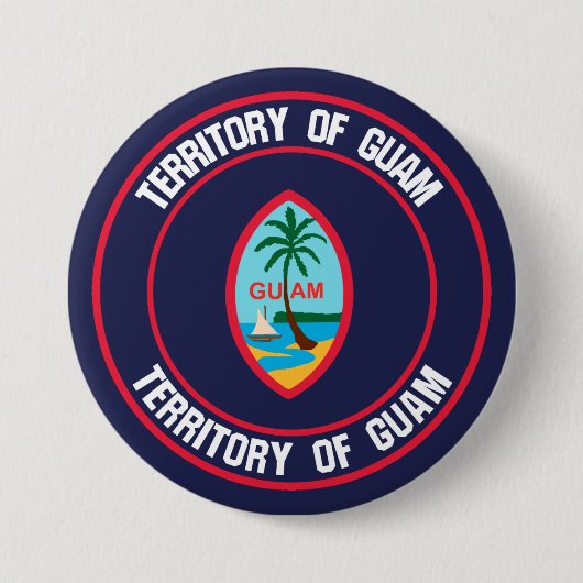 Guam Round Emblem Ronde Button 7,6 Cm (Voorkant)