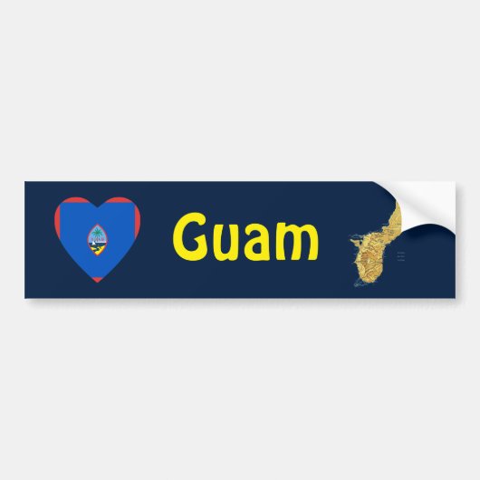 Guam Vlag Hart + Landkaart Bumpersticker (Voorkant)