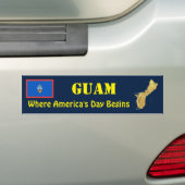 Guam Vlag + Landkaart Bumpersticker (Op auto)