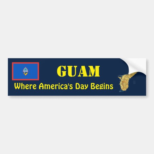 Guam Vlag + Landkaart Bumpersticker (Voorkant)