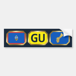 Guam Vlag Landkaart Code Bumpersticker