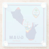 Guam-vlaggenkaart en -zegel glazen onderzetter (Achterkant)