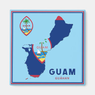 Guam-vlaggenkaart en -zegel magneet