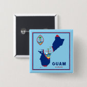 Guam-vlaggenkaart en -zegel vierkante button 5,1 cm (Voorkant /achterkant)