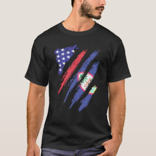 Guamanian American Patriot Grown Heart Flag Stripe T-shirt