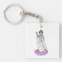 Guan Yin Bodhisattva op Lotus Acryl Sleutelhanger