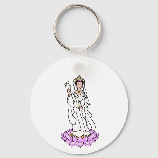 Guan Yin Bodhisattva op Lotus Sleutelhanger (Voorkant)