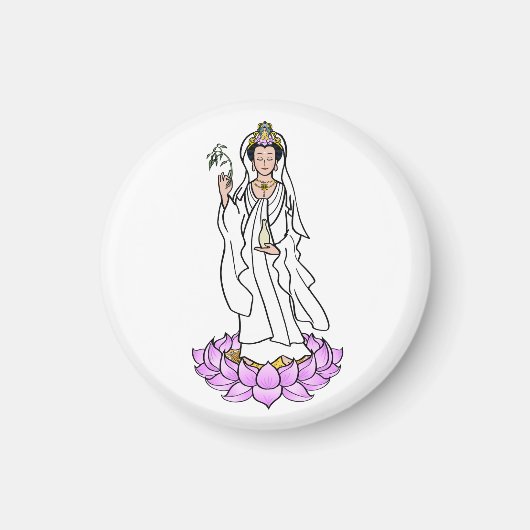 Guan Yin Bodhisattva over Lotus Magneet (Voorkant)