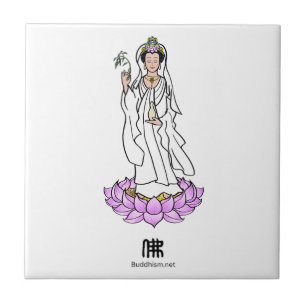 Guan Yin Bodhisattva over Lotus Tegeltje
