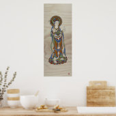 Guan Yin Buddha Doug Fir Background Art Print (Keuken)