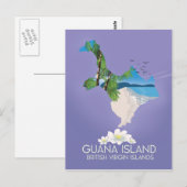 Guana Island Britse Maagdeneilanden reisposter Briefkaart (Voorkant / Achterkant)