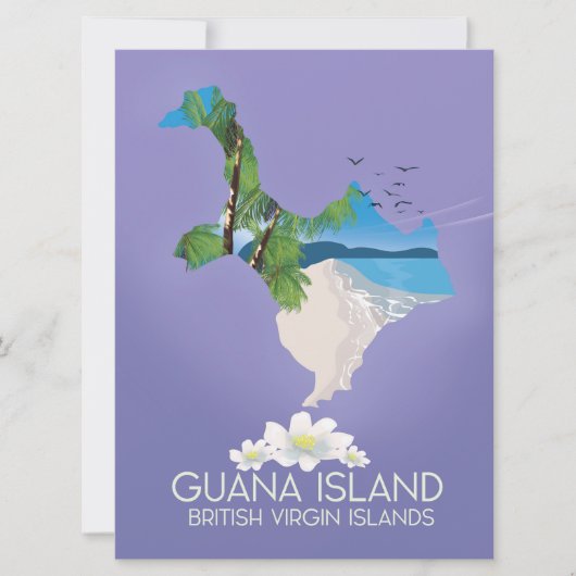 Guana Island Britse Maagdeneilanden reisposter Kaart (Voorkant)