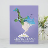 Guana Island Britse Maagdeneilanden reisposter Kaart (Staand voorkant)