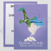 Guana Island Britse Maagdeneilanden reisposter Kaart (Voorkant / Achterkant)