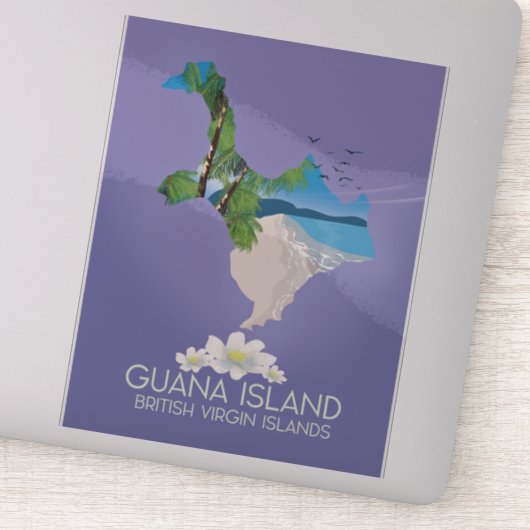 Guana Island Britse Maagdeneilanden reisposter Sticker (Detail)