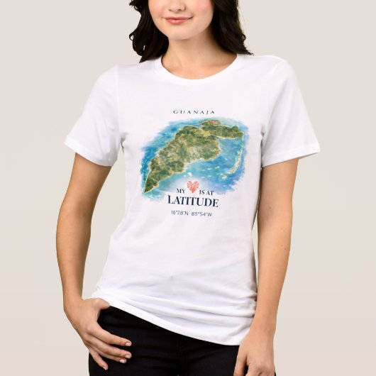 Guanaja Honduras Map Tri-Blend Shirt (Voorkant)