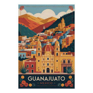 Guanajuato Mexico Retro Reisposter Kunst Perfect Poster