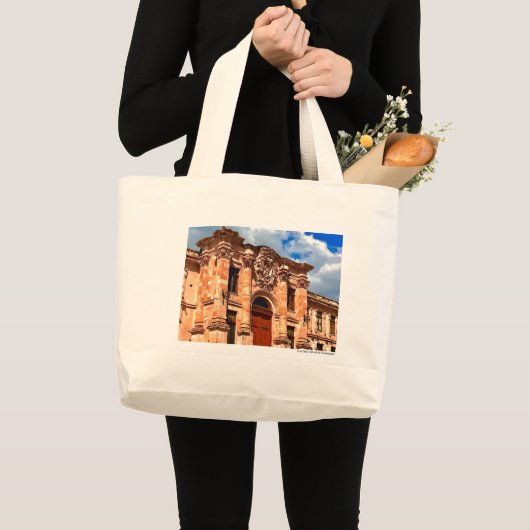 Guanajuato Pink Quarry Colonial Building Grote Tote Bag (Voorkant (product))