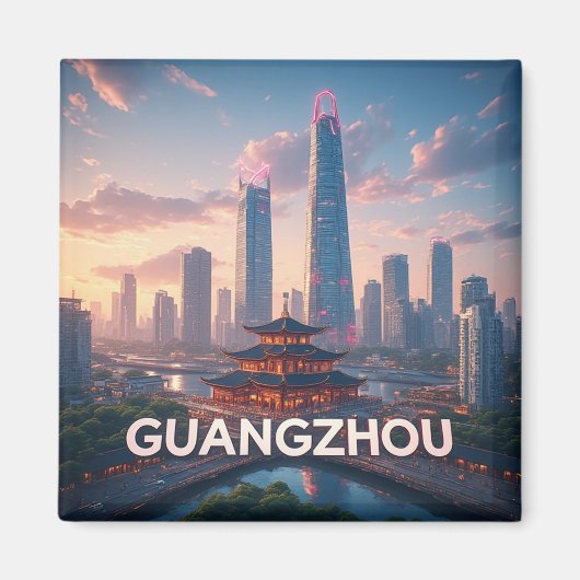 Guangzhou China Stad Souvenir 📍 Magneet (Voorkant)