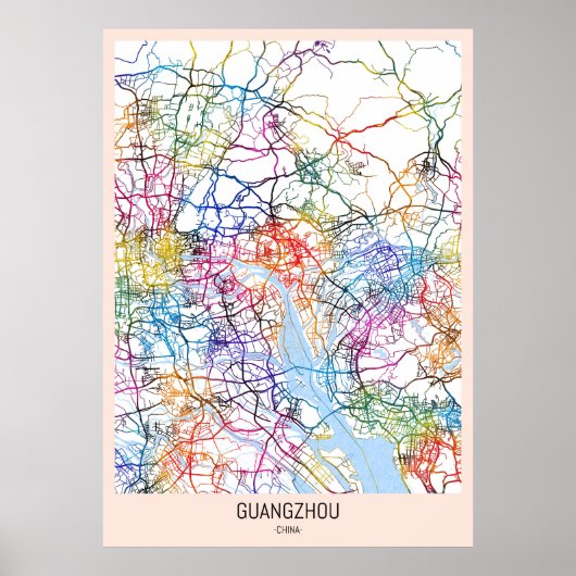 Guangzhou China Stadsplattegrond Poster (Voorkant)