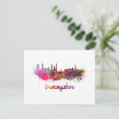 Guangzhou skyline in watercolor briefkaart (Staand voorkant)