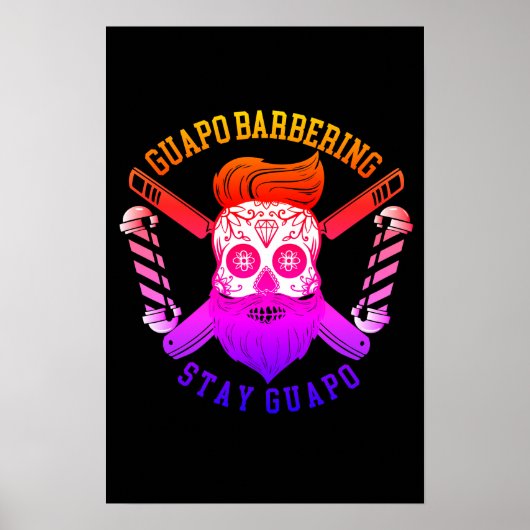 Guapo Barbering Black Gloss Poster W/ Rainbow (Voorkant)