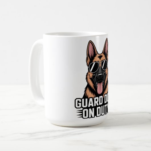 Guard Dog On Duty German Shepherd Sunglasses Gift Koffiemok (Voorkant links)