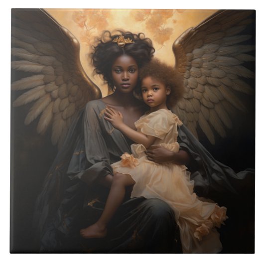 Guardian Angel Afrikaanse engel Tegeltje (Voorkant)