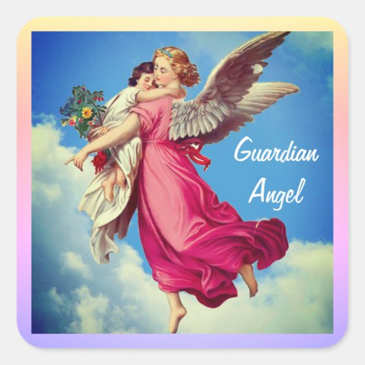 Guardian Angel And Child Inspirational  Vierkante Sticker (Voorkant)