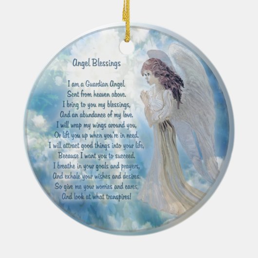 Guardian Angel Blessings Ceramic Ornament (Achterkant)