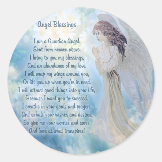 Guardian Angel Blessings Ronde Sticker (Voorkant)