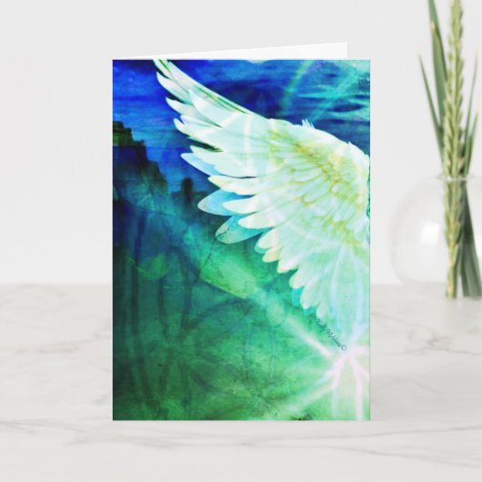 Guardian Angel Blue Green Wing – Blank Greeting Kaart (Voorkant)