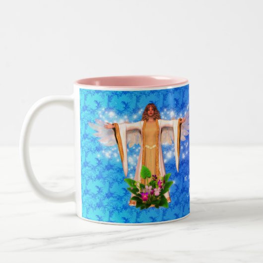Guardian Angel Blue Inspirerend Gepersonaliseerd Tweekleurige Koffiemok (Links)