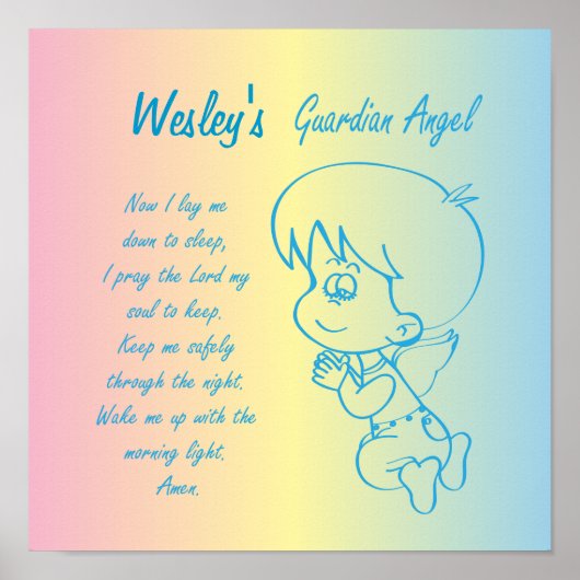Guardian Angel Boy Evening Prayer Poster (Voorkant)