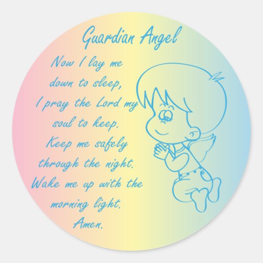 Guardian Angel Boy Evening Prayer Ronde Sticker (Voorkant)