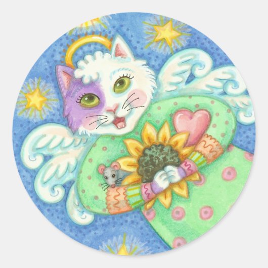 GUARDIAN ANGEL, CAT STICKERS Round, Closeup, blad (Voorkant)