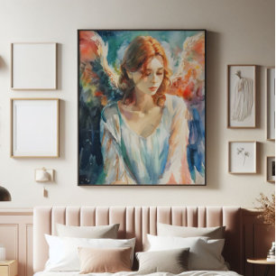 Guardian Angel Christendom Waterverf Foto Afdruk