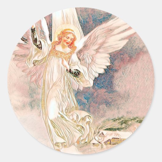  Guardian Angel Classic Round Sticker (Voorkant)
