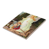 Guardian Angel die over Kinderbrug kijkt Tegeltje (Zijkant)