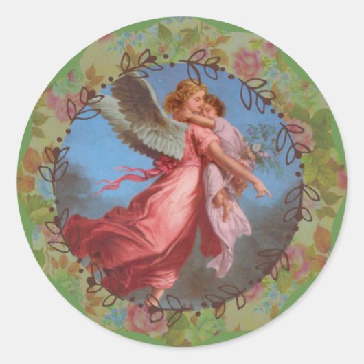 Guardian Angel draagbaar jong kind Ronde Sticker (Voorkant)