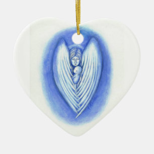 Guardian Angel en Baby Heart Kerstversiering Keramisch Ornament