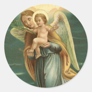 Guardian Angel en Baby Jesus Ronde Sticker
